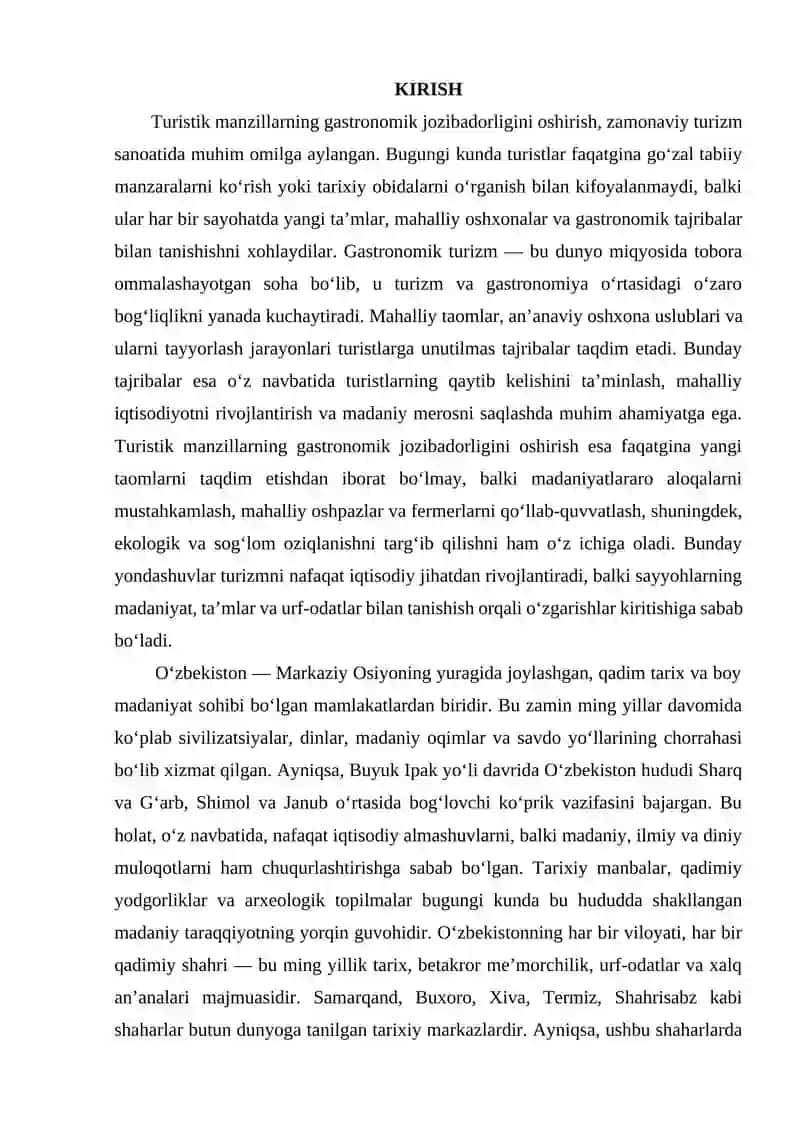 Turistik manzillarning gastronomik jozibadorligini oshirish usullari 3