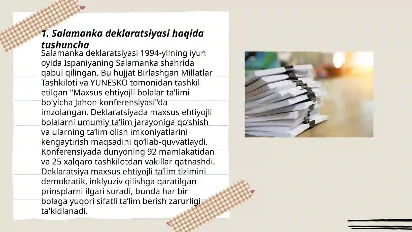 Salamanka bayonoti va ish faoliyati rejasi 3
