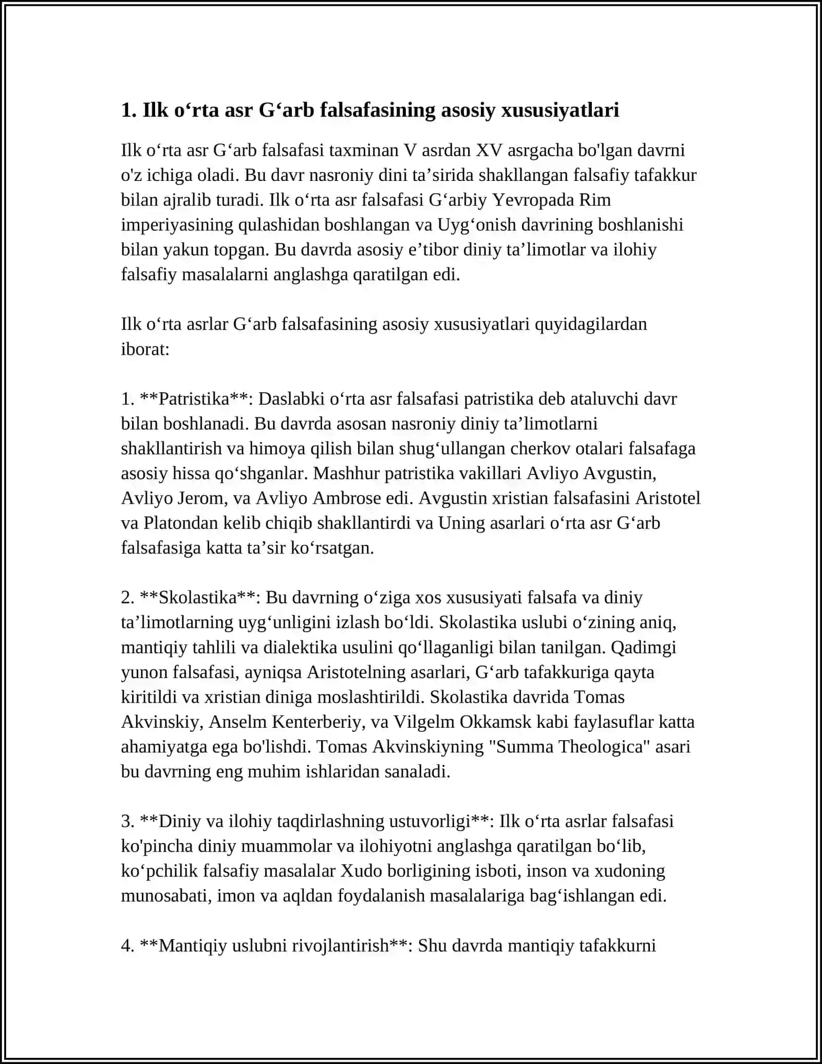 ILK OʻRTA ASR GʻARB FALSAFASI RIVOLANISHINING UMUMIY BELGILARI 3