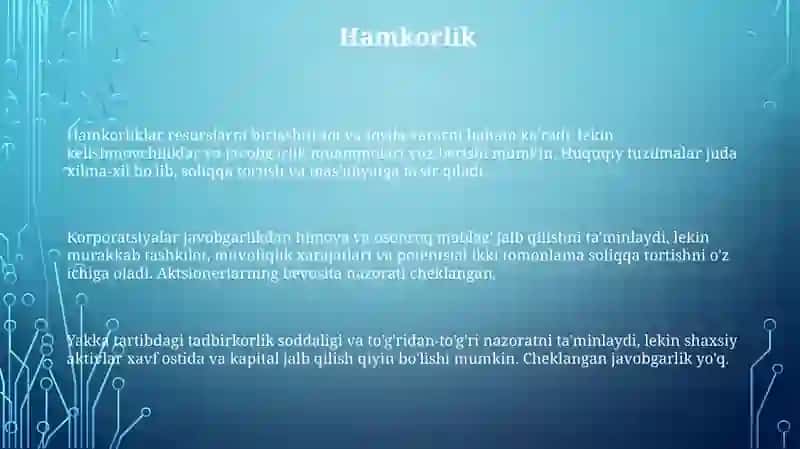Biznes rejaning tarkibiy tuzilishi 3
