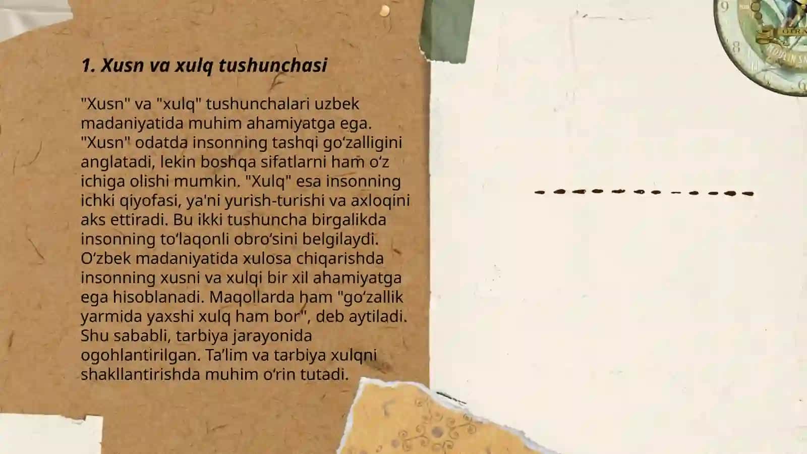 Tohir Malikning Xusni xulq kitobida ilgari surilgan gʻoyalar va ushbu asardan olgan tassurotlarim 3