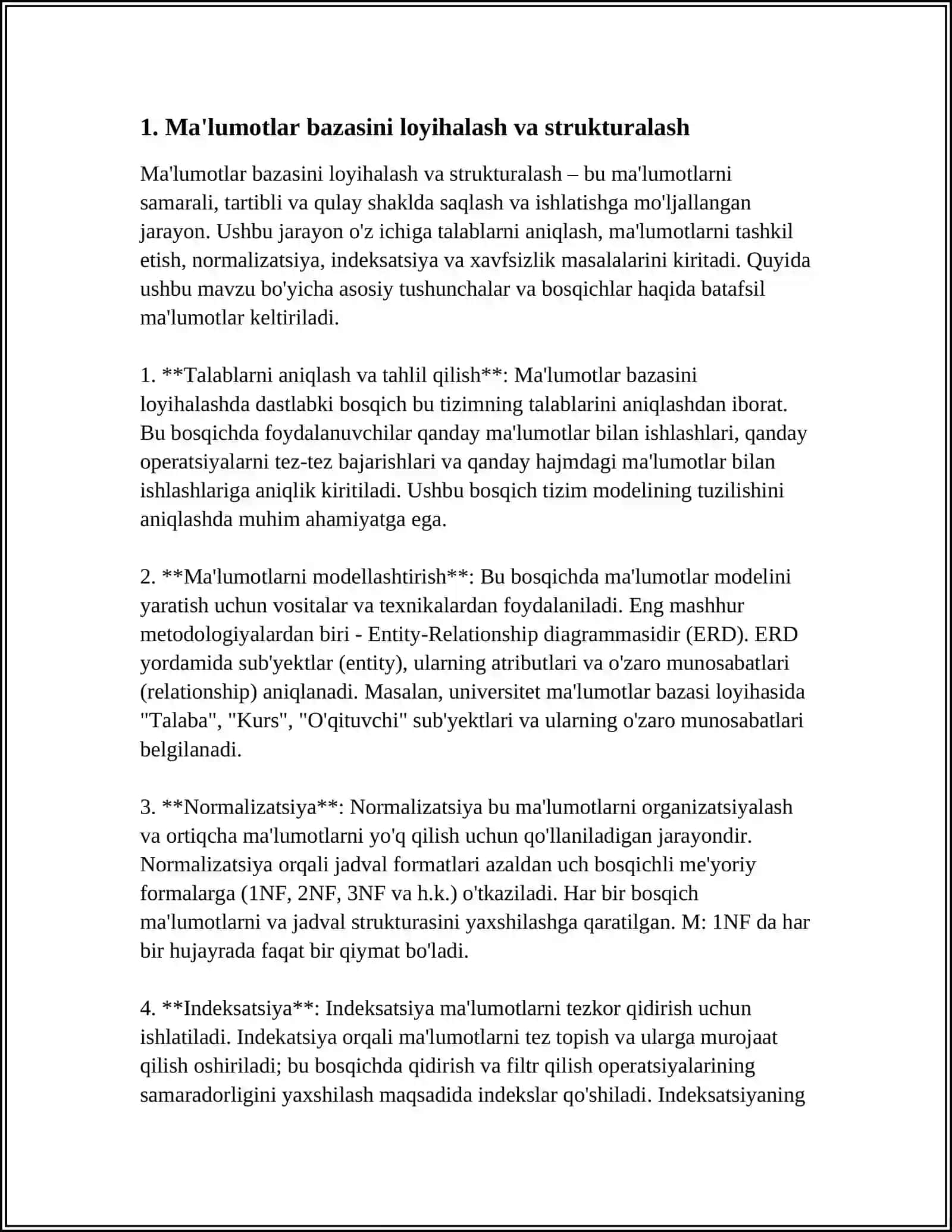 MA’LUOTLAR BAZASINI ADMINISTRATORLASH VA XAVFSIZLIGINI TA‘MINLASH 3