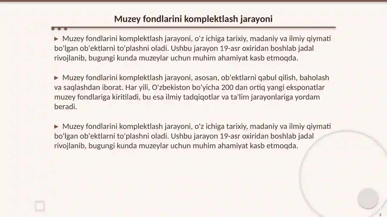 Muzey fondlarini komplektlashning ilmiy maqsadi ahamiyati va uslublari 3