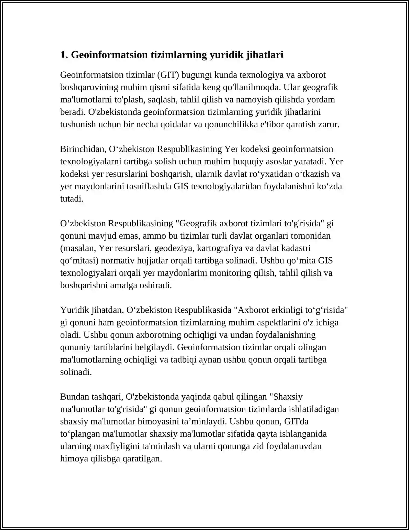 GEOAXBOROT TIZIMLARINI QO‘LLASH MUAMMOLARI 3