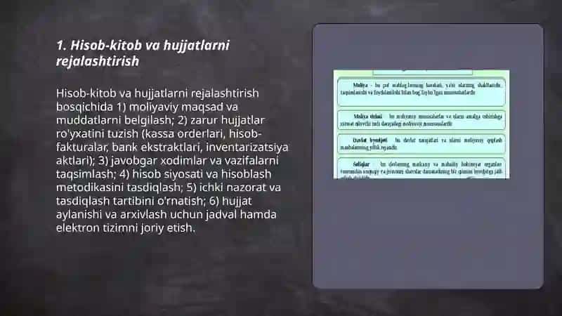 Korxonada moliyaviy hisobotlarni tuzish bosqichlari 3