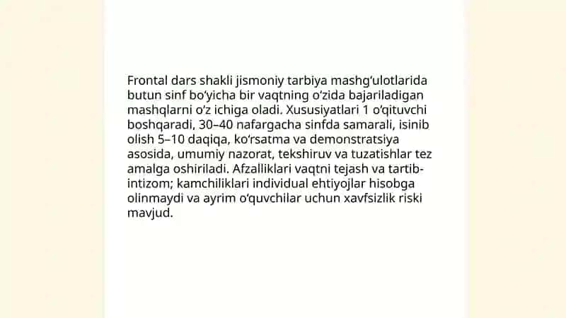 Frontal dars shakli jismoniy tarbiya mashgʻulotlarida 3
