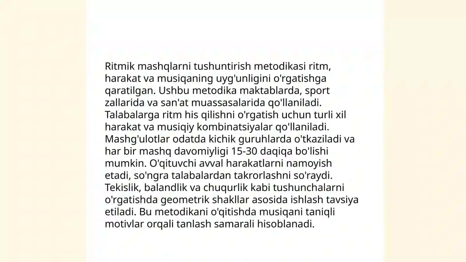 Ritmik mashxulotlarni olib borish metodikasi 3