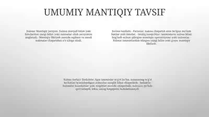 Xulosa Chiqarishning Umumiy Mantiqiy Tavsifi 3