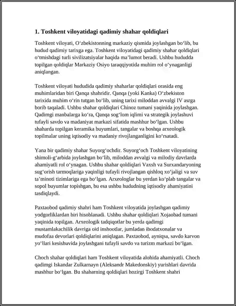 TOSHKENT VILOYATIDAGI QADIMIY JOYLAR 3