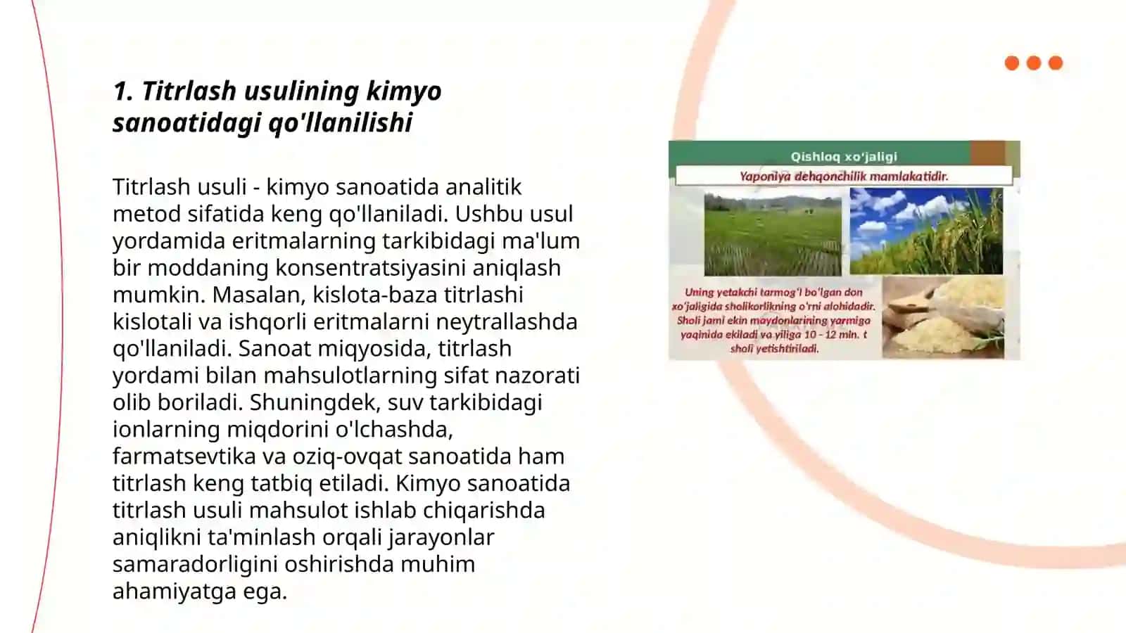 Titrlash usulning xalq xoʻjaligidagi ahamiyati 3