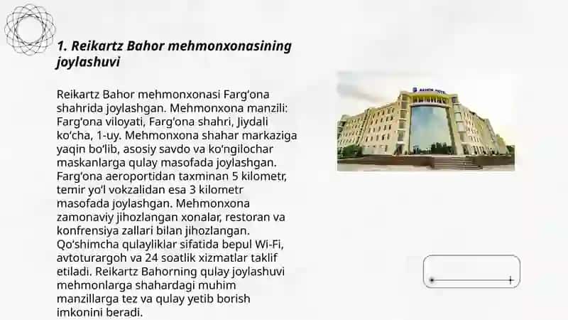 Reikartz Bahor mehmonxonasi 3