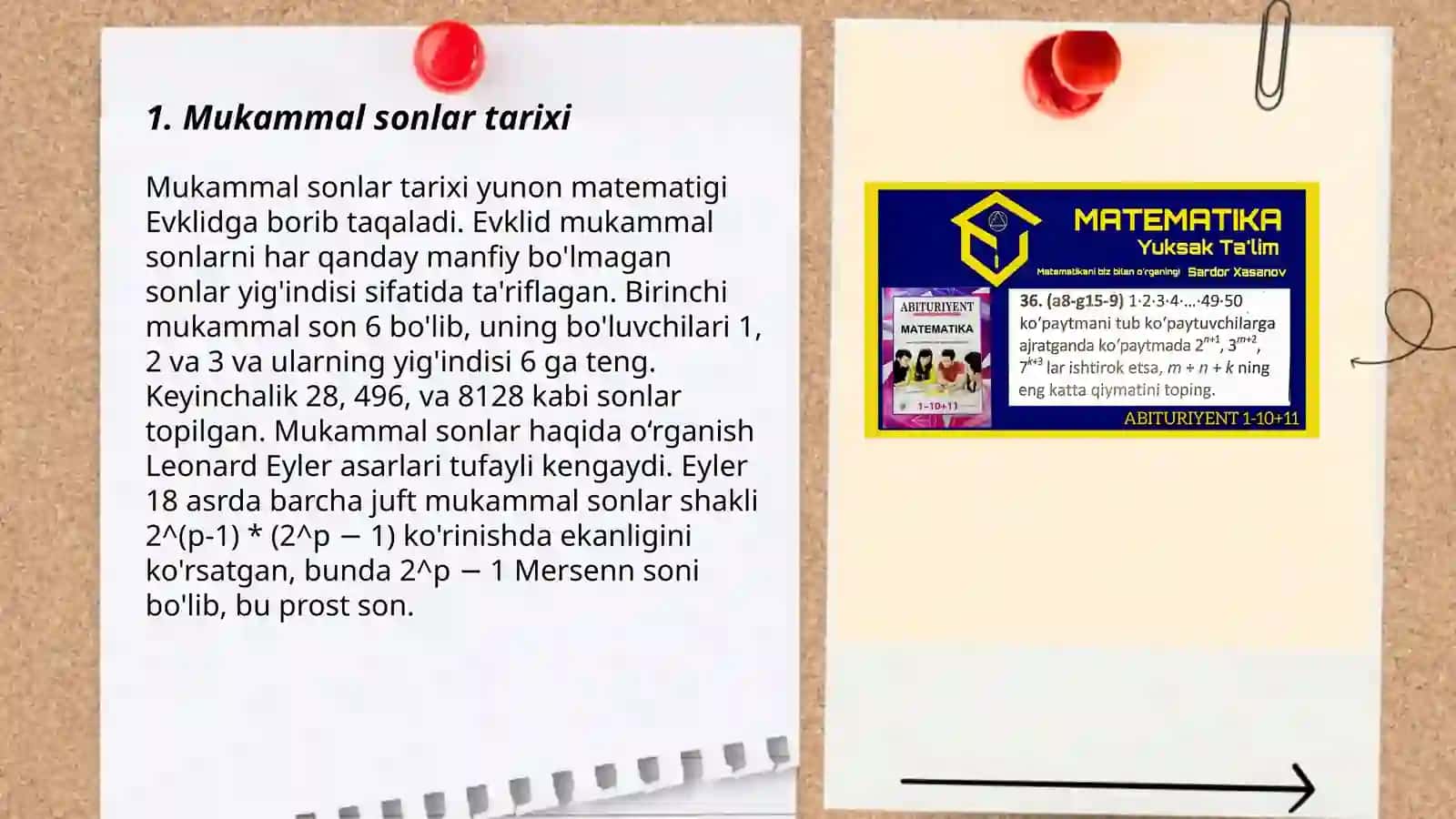 Mukammal sonlar.Egizak tub sonlar 3