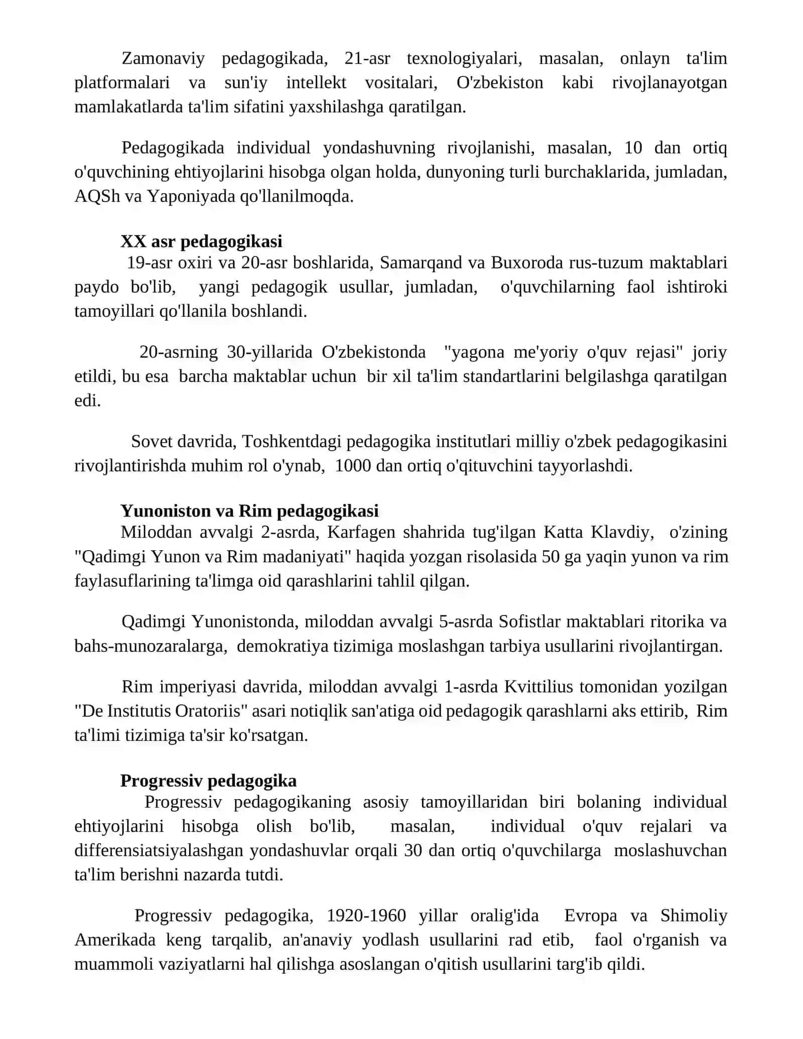 Jahon pedagogik fani rivojlanishi tarixining bayoni 3