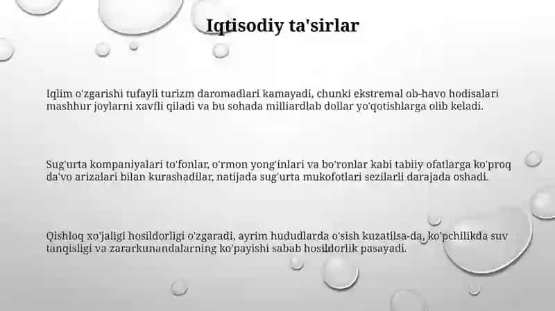 Iqlim o'zgarishi kimga qimmatga tushmoqda: asosiy ta'sirlar 3