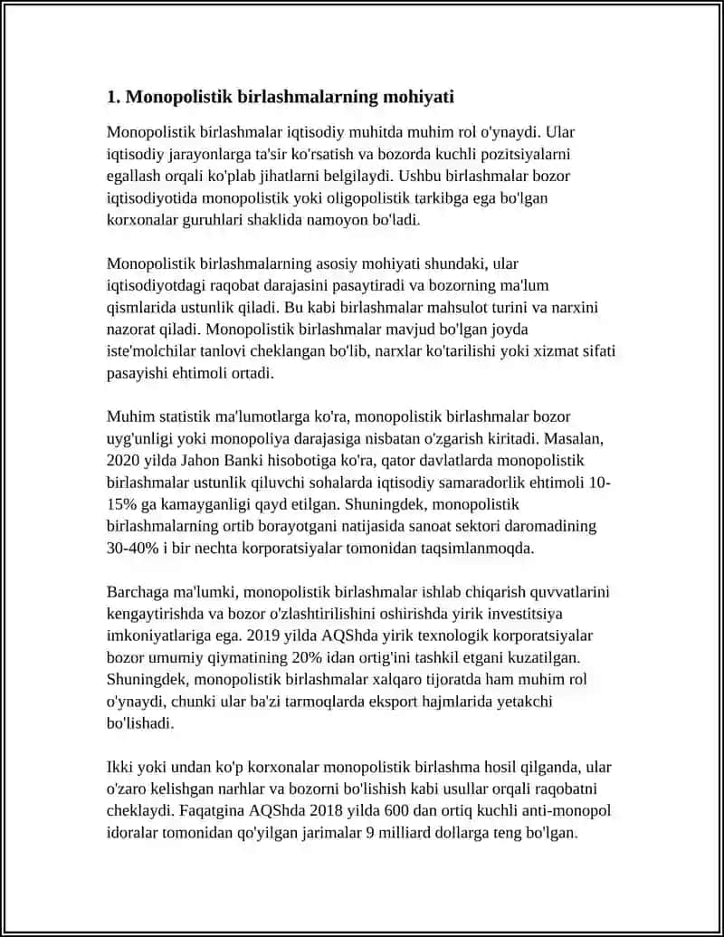 Monopolistik birlashmalar 3