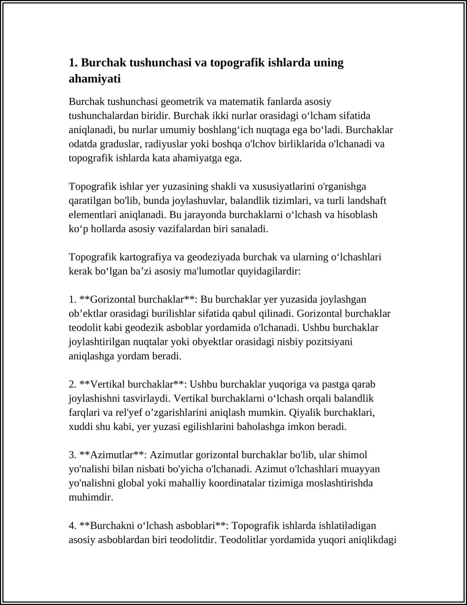 BURCHAKLARNI OʻLCHASH VA ULARNI TOPOGRAFIK ISHLARDAGI AHAMIYATI 3