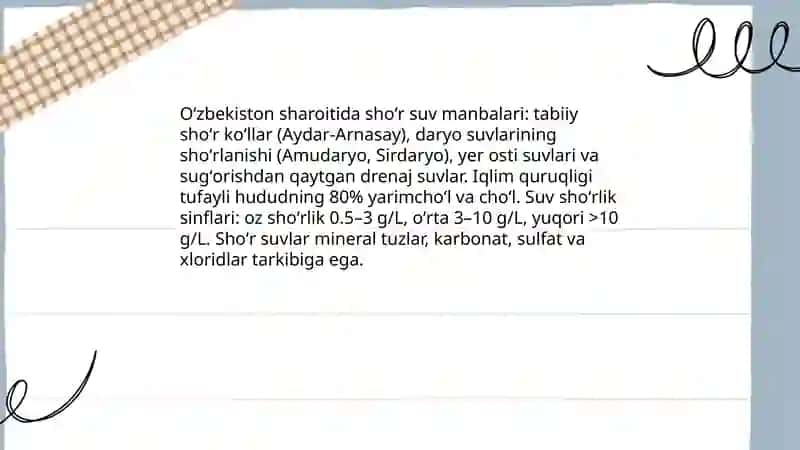 Oʻzbekiston sharoitida shŏr suvlarni chuchuklasgtirish ğoyasini yaratish 3