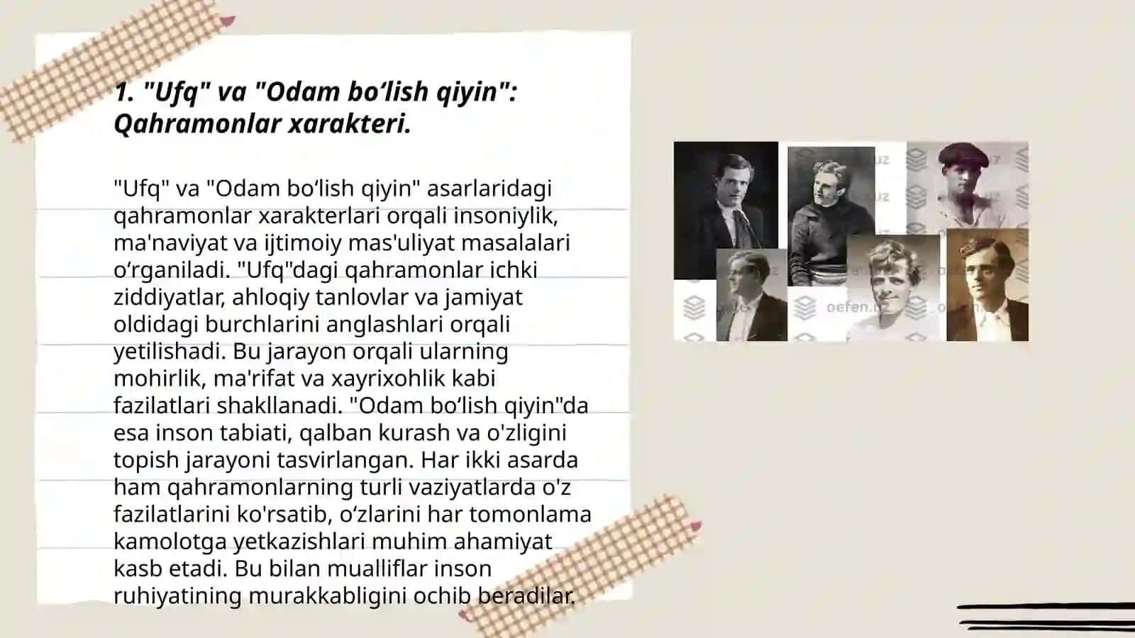 "Ufq" romani bilan "Odam boʻlish qiyin" romani qiyosiy tahlil 3