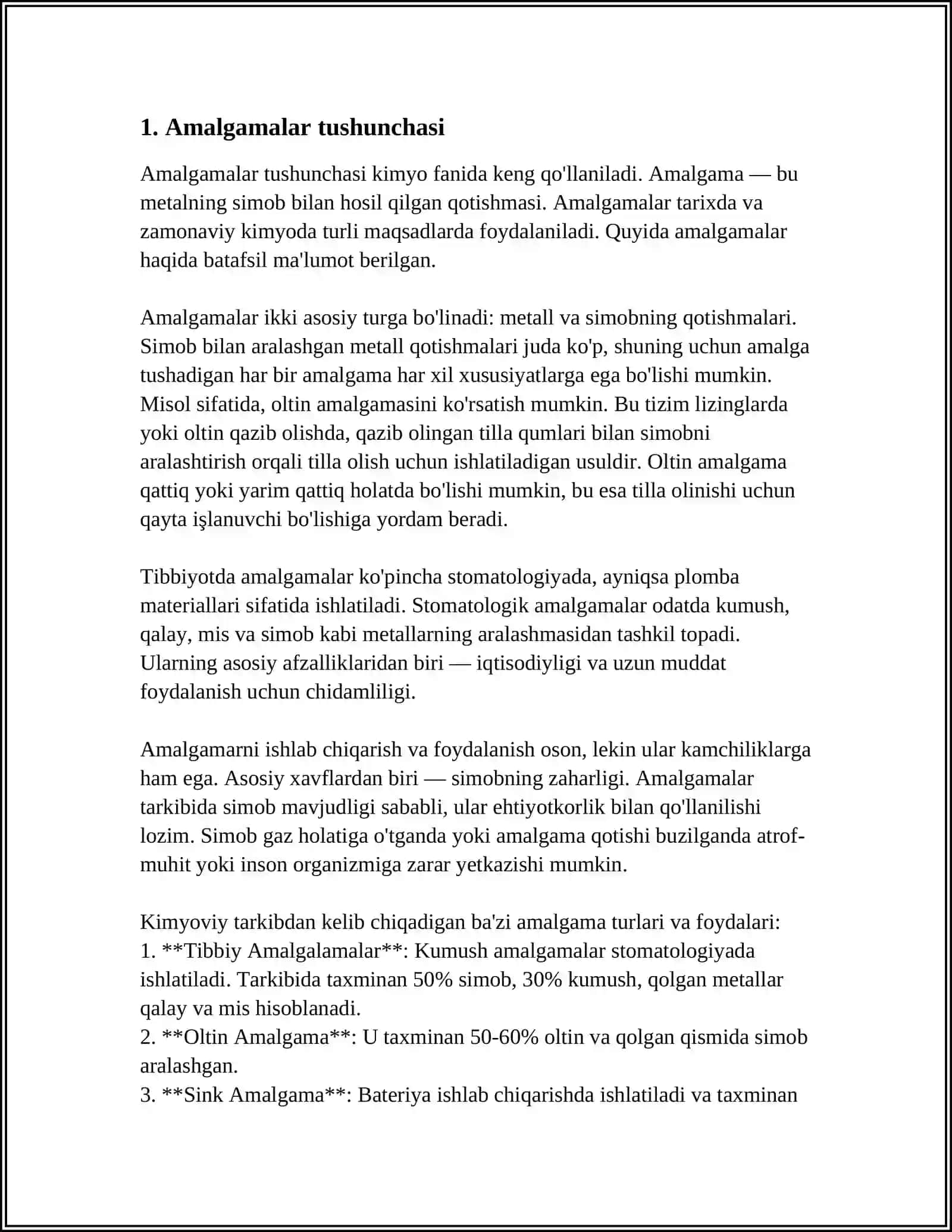 AMALGAMALAR. TURLARI VA XUSUSIYATLARI 3