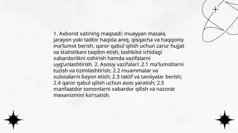 Axborot xati, ilova xati, kafolat xatining yozilish tartibi 3