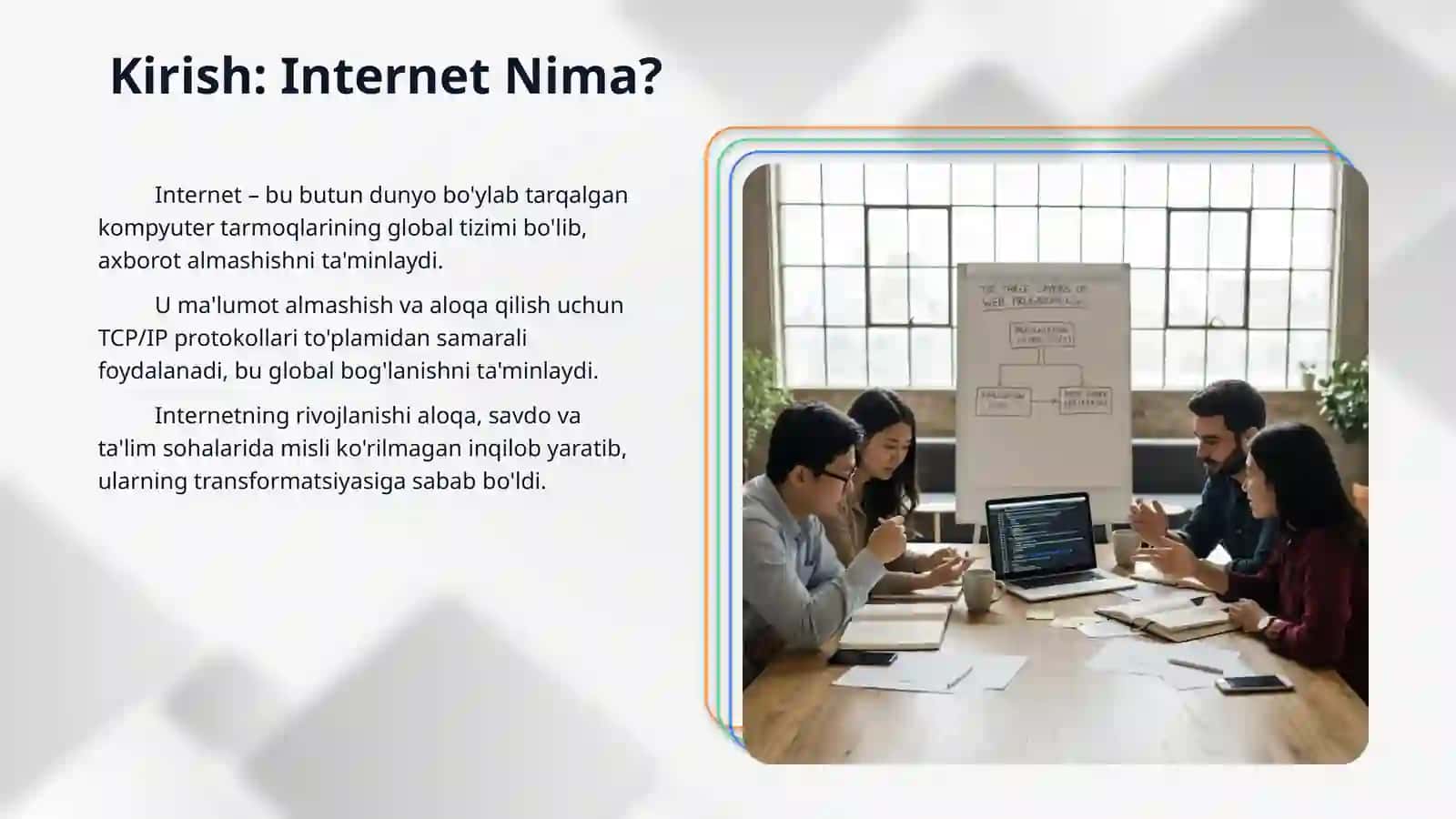 Internet nima? Veb dasturlashning uch qatlami. Veb sahifa yaratish 3