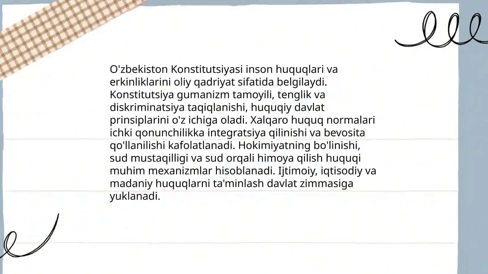 O'zbekistontond inson huquqlari va erkinliklari kafolatining yaratilishi 3