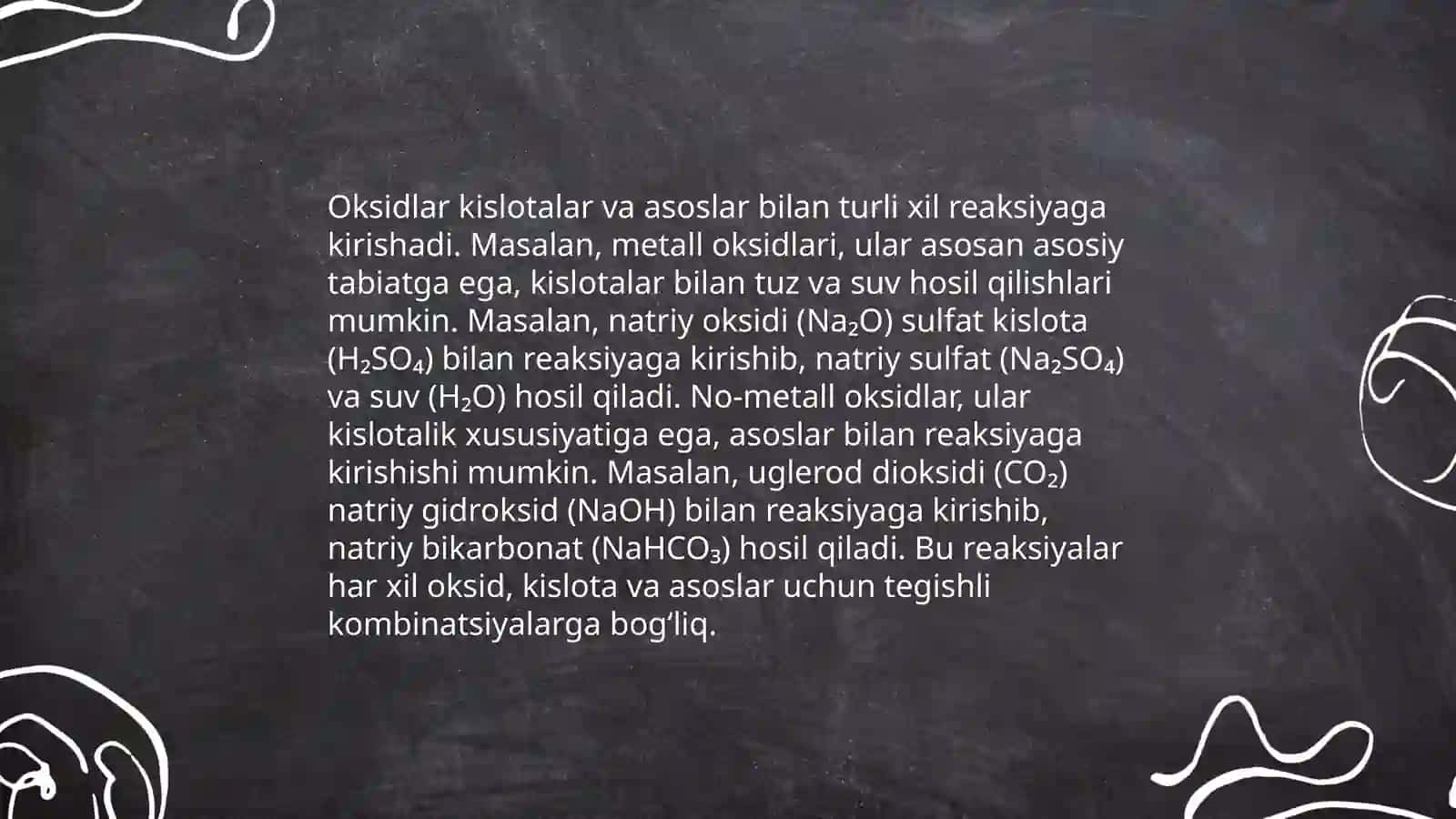 oksidlar asoslar kislotalar va tuzlarning olinishi xossalari ishlatilishi 3