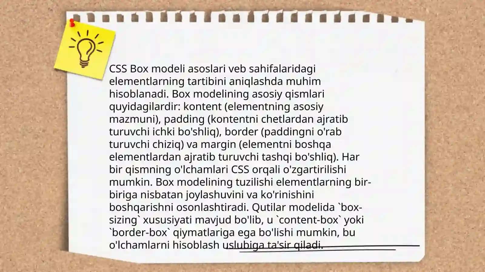 CSS Box modeli, CSS tartibi, Styling matni ular haqida tushuncha 3