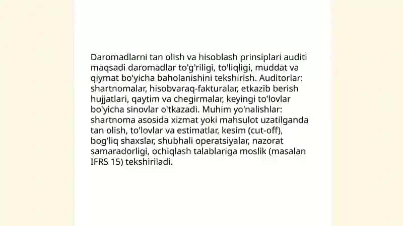 Daromad va harajatlar hamda moliyaviy natijalar auditi 3