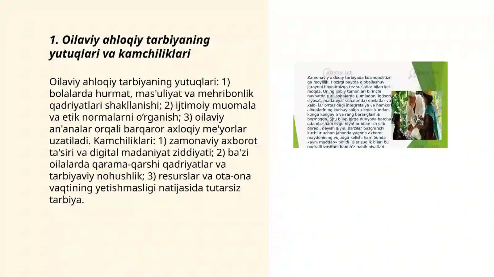 Oilaviy ahloqiy tarbiyaning yutuqlari va kamchiliklari 3
