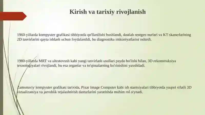 Tibbiyot sohasida kompyuter grafikasi 3