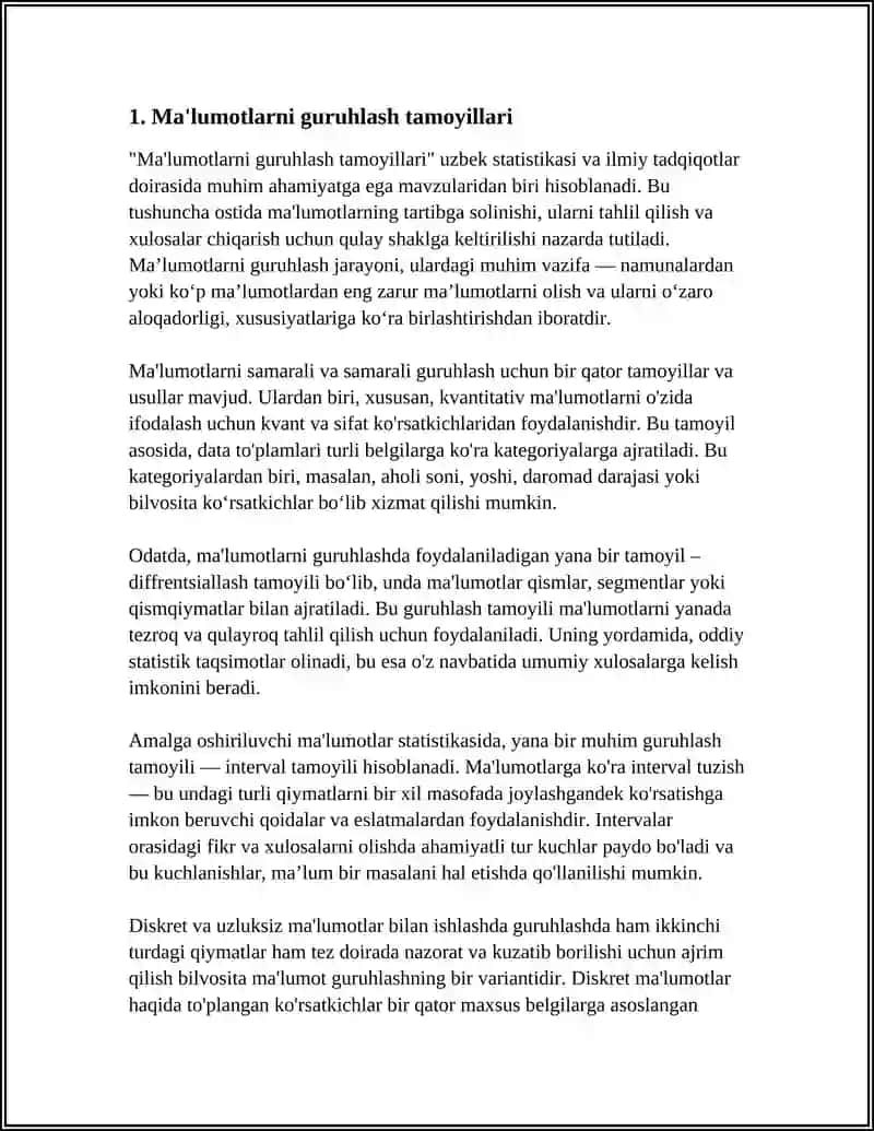 STATISTIKA USULLARI GURUHLASH TAQSIMLASH VA GRAFIK TAQSILASH 3
