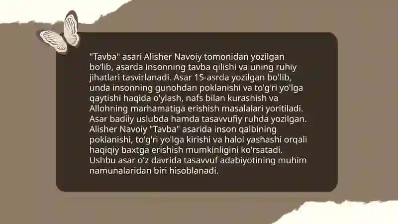Gʻazzoliyning "Tavba" asarini tahlil etish va talabalarning oʻz faoliyatida mavjud ofatlarni aniqlash 3
