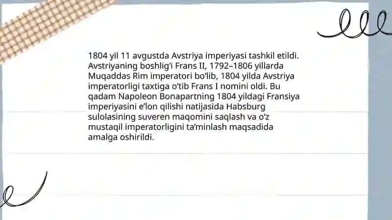 Avstriya imperiyasining 1804 yilda tashkil etilishi va Frans II/I roli 3