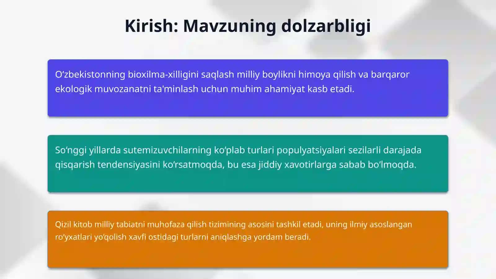 O‘zbekiston qizil kitobiga kiritilgan sutemizuvchilar va ularni muhofaza qilish 3