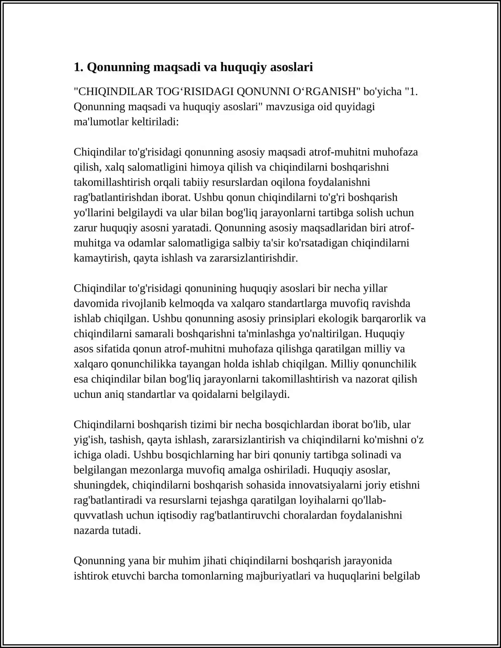 CHIQINDILAR TOGʻRISIDAGI QONUNNI OʻRGANISH 3
