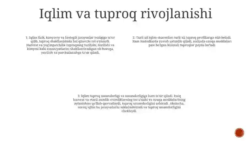 Tuproq Hosil BoʻLishida Iqlimning OʻRni 3