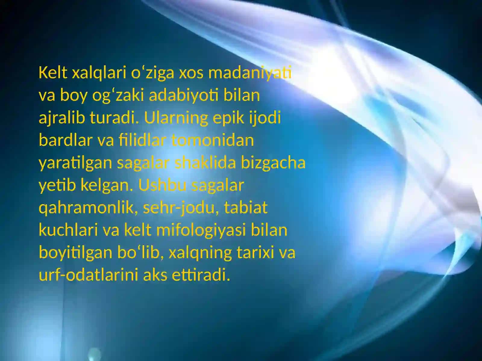 Kelt xalqlarining epik ijodi: bardlar va filidlar tomonidan ijodetilgan sagalar 3