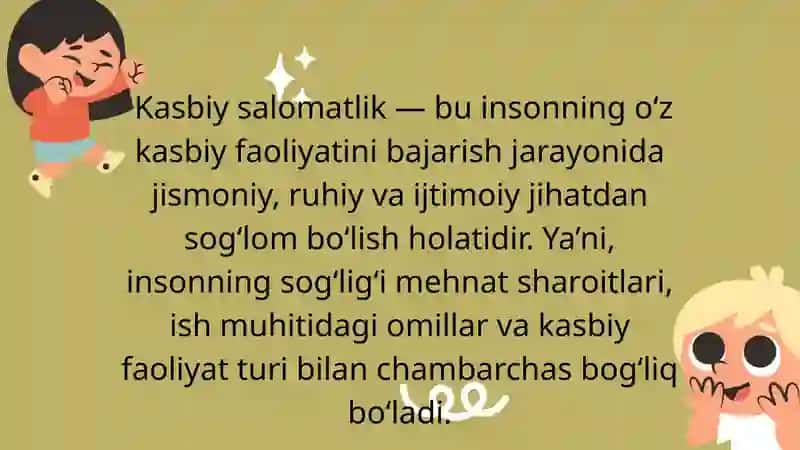 Kasbiy salomatlik tushunchasi 3
