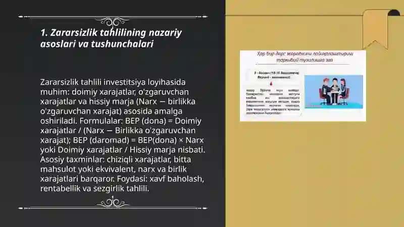 Investitsiyaviy loyihalashtirish jarayonida zararsizlik tahlili 3
