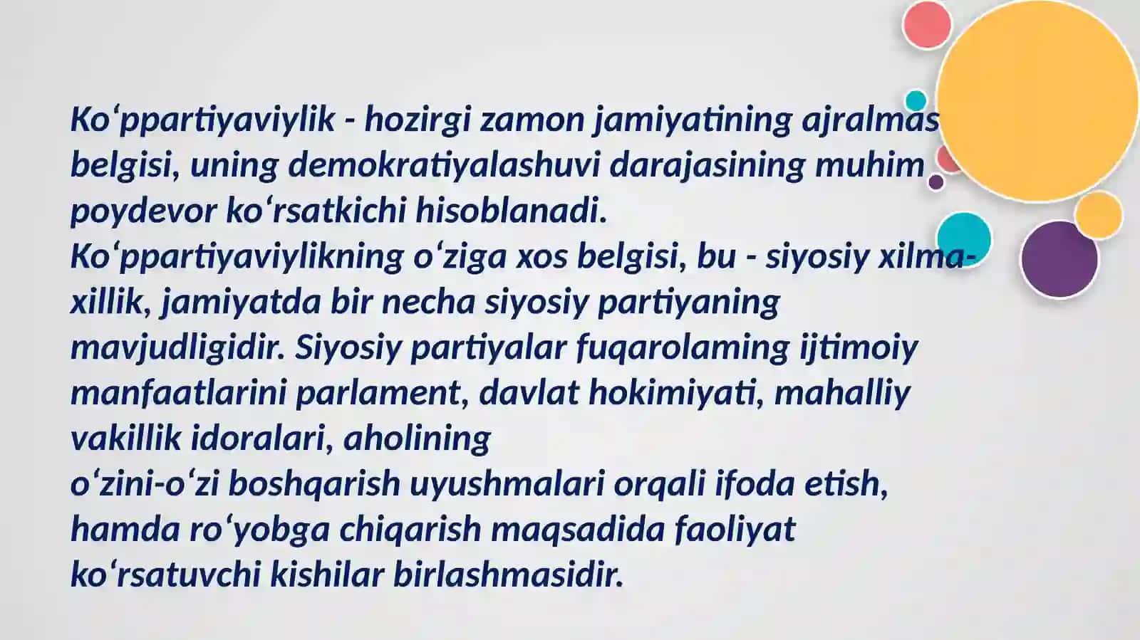 Oʻzbekistonda huquqiy, demokratik davlat qurilishi, fuqarolik jamiyatini shakllantirishi 3