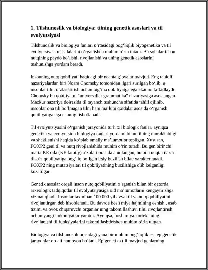 Tilshunoslik va biologiya: tilning genetik asoslari va til evolyutsiyasi 3