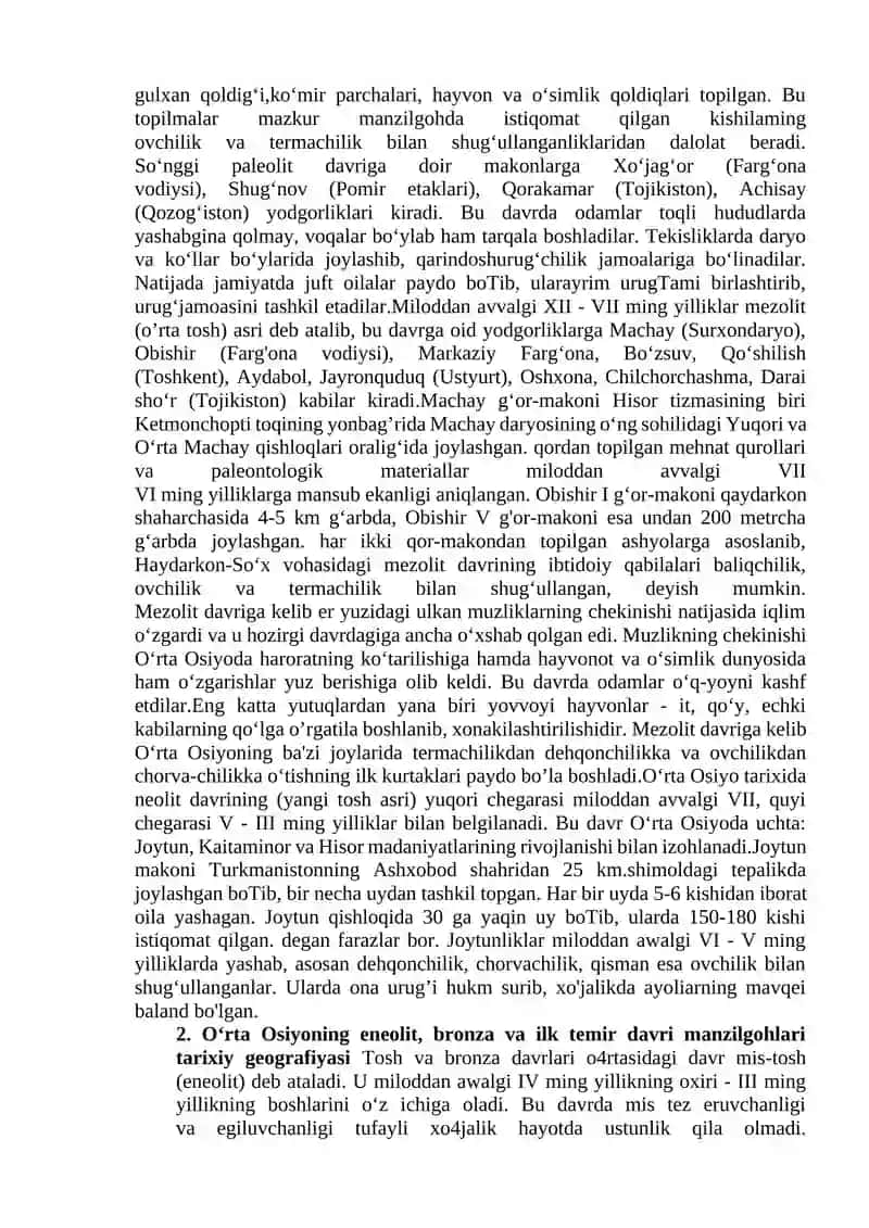 O‘rta Osiyoning tosh asri manzilgohlari tarixiy geografiyasi 3