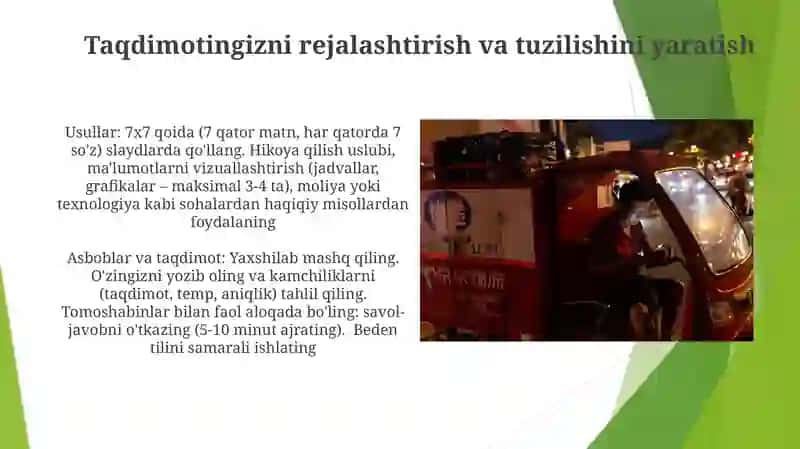 Taqdimot tayorlash va taqdim etish usul va vositalari 3