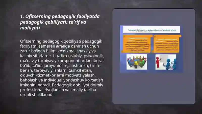 Ofitserning pedagogik faoliyatda pedagogik qobiliyati 3
