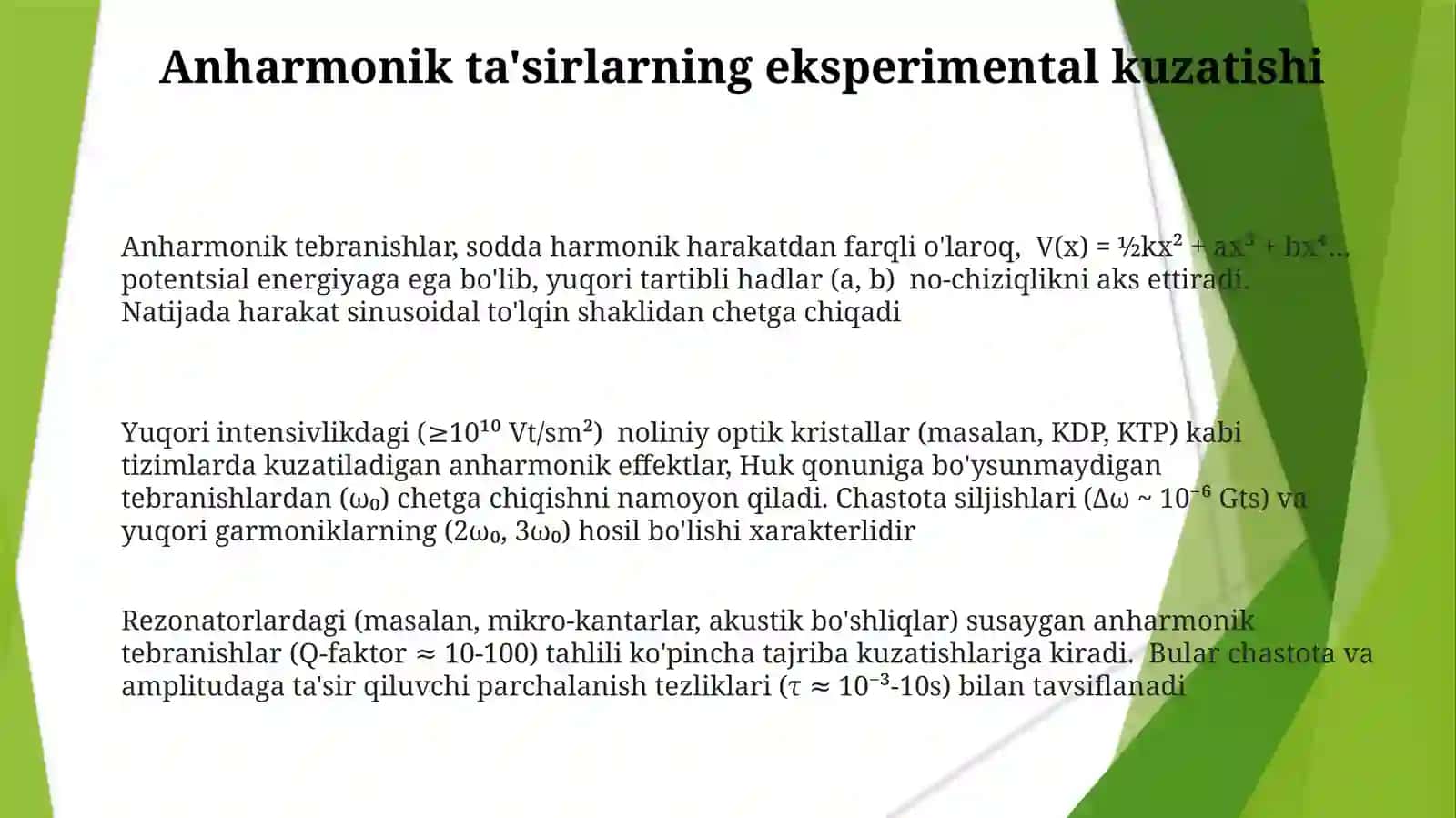 Angarmonikossilyatorning tebranishlari 3