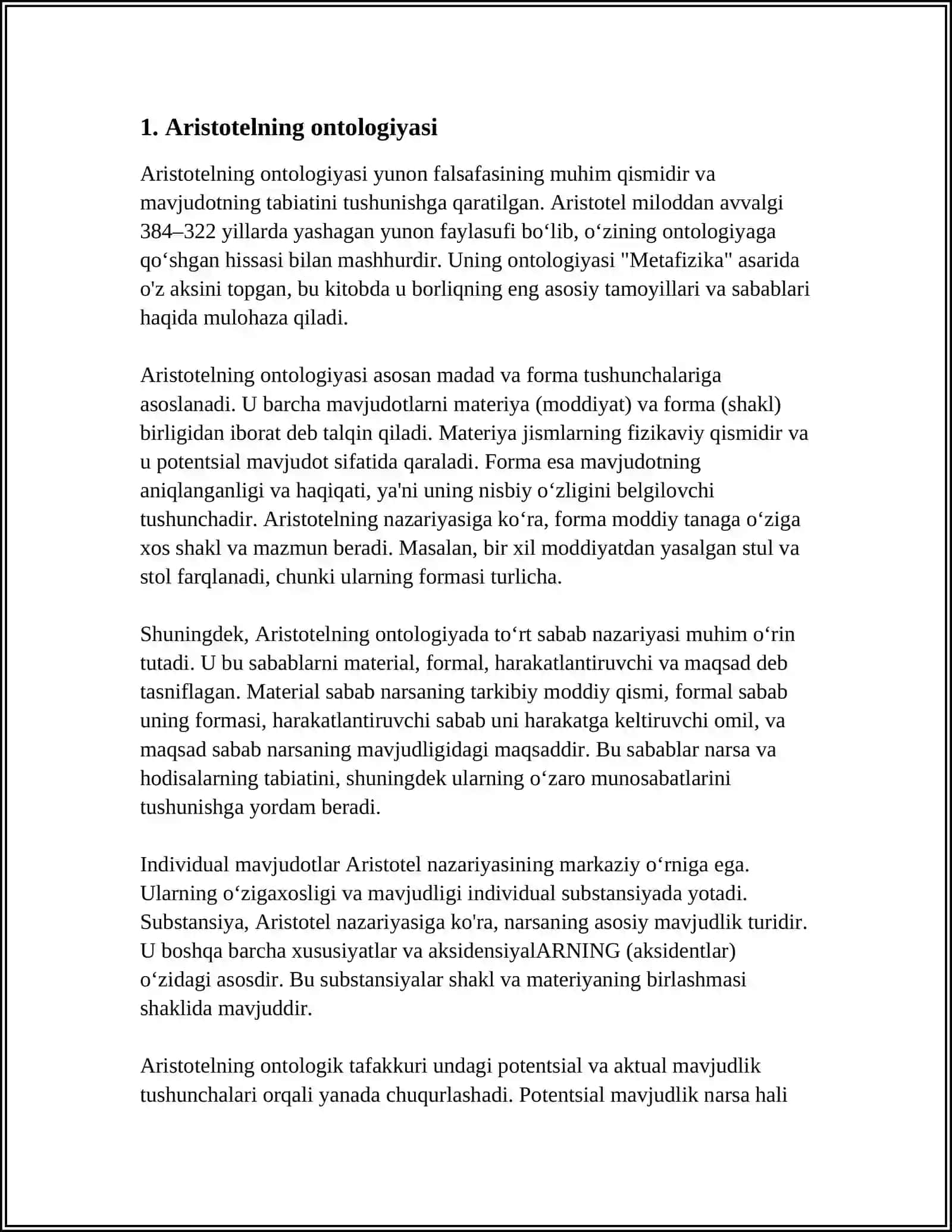 ARISTOTEL, FAROBIY VA KANT ONTOLOGIYASI VA KATEGORIYALAR TASNIFI 3