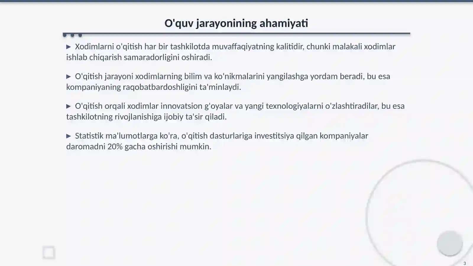 Inson Resurslari Fanidan Xodimlarni O'qitish 3