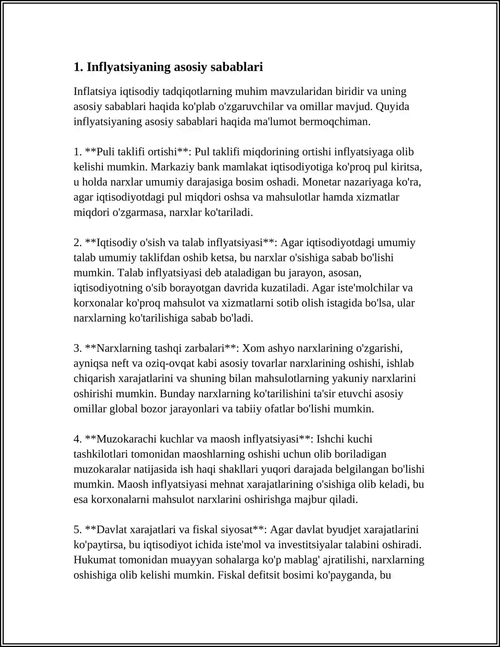 INFLYATSIYA, UNING IQTISODIY VA IJTIMOIY OQIBATLARI 3