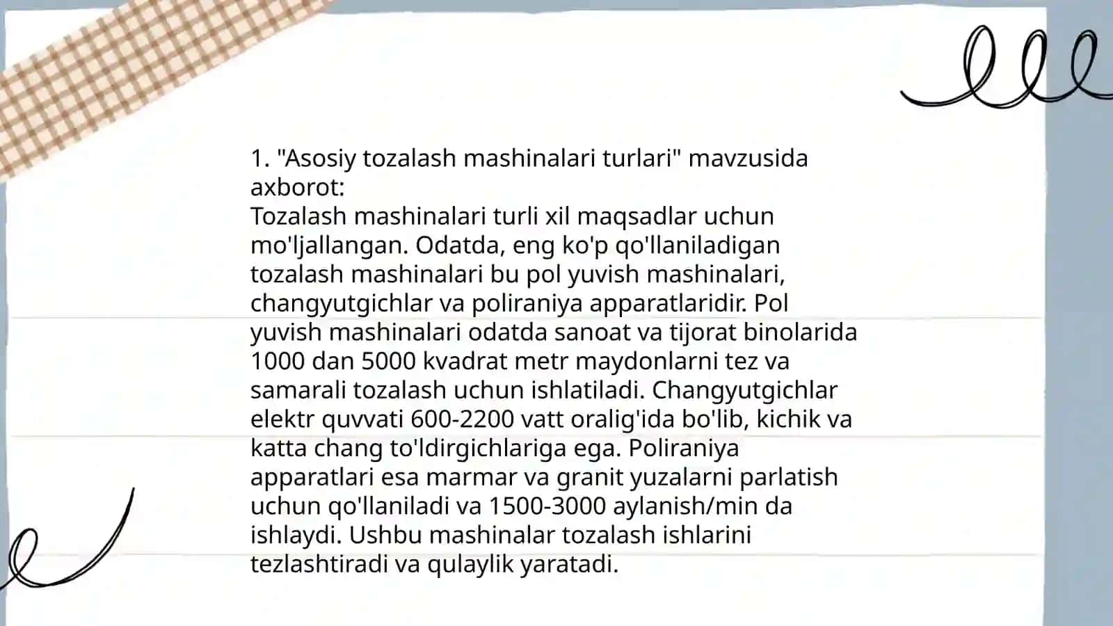 Asosiy tozalash mashinalari turlari 3